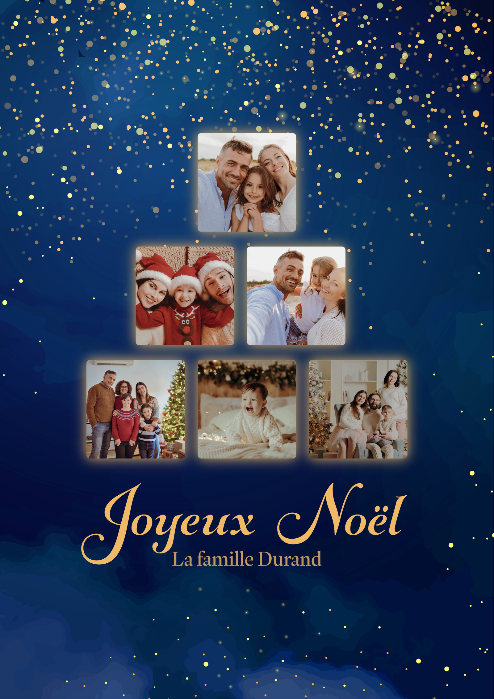Modèle 17 - Carte de Noël avec 6 photos en forme de sapin